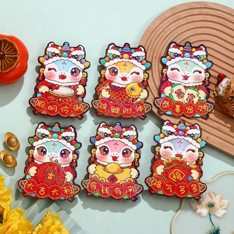 6 ชิ้นการ์ตูนงูปีสีแดงซองจีนเทศกาลฤดูใบไม้ผลิเงินแพ็คเก็ต Dropship