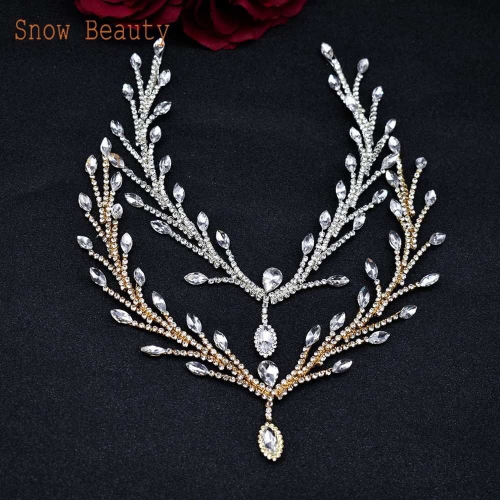 DZ032 Handmade Hair Piece Finestyle Wedding Headband Rhinestones Bridal Crystal Headpiece Bridal Forehead Head Chain