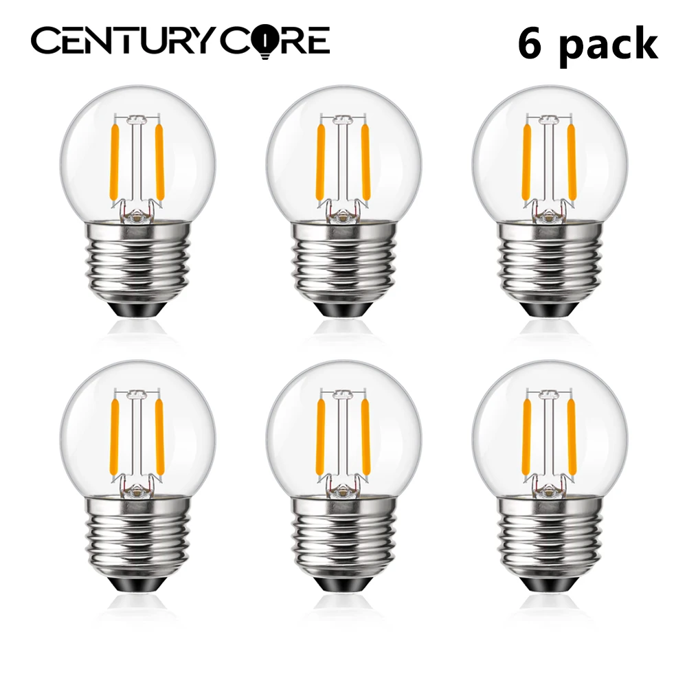 Lâmpada LED Vintage para Decoração do Quarto, Lâmpada de Filamento, G40, 1W, E26, E27, 220V, 110V, E26, Branco Quente, Pendant Chandelier, String Lâmpadas