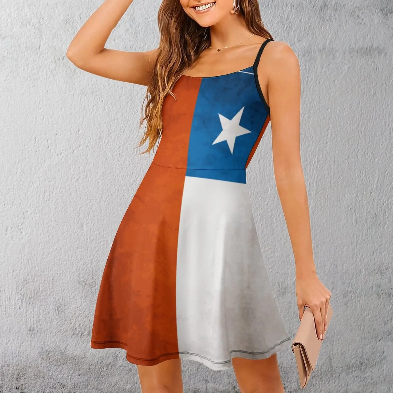 Chile  Chilean Flag  National Flag of Chile Creative Exotic Woman's Clothing Women's Sling Dress Funny Geek  Vacations Strappy D