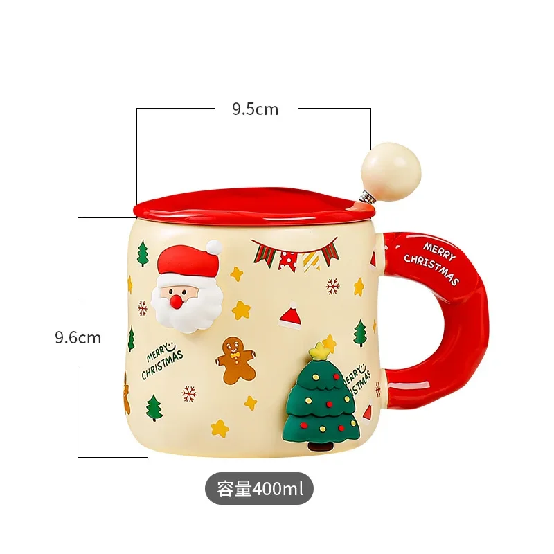 Christmas themed ceramic mug coffee cup water cup breakfast milk cup Home kitchen drinking cup Cup body magnet adsorption doll