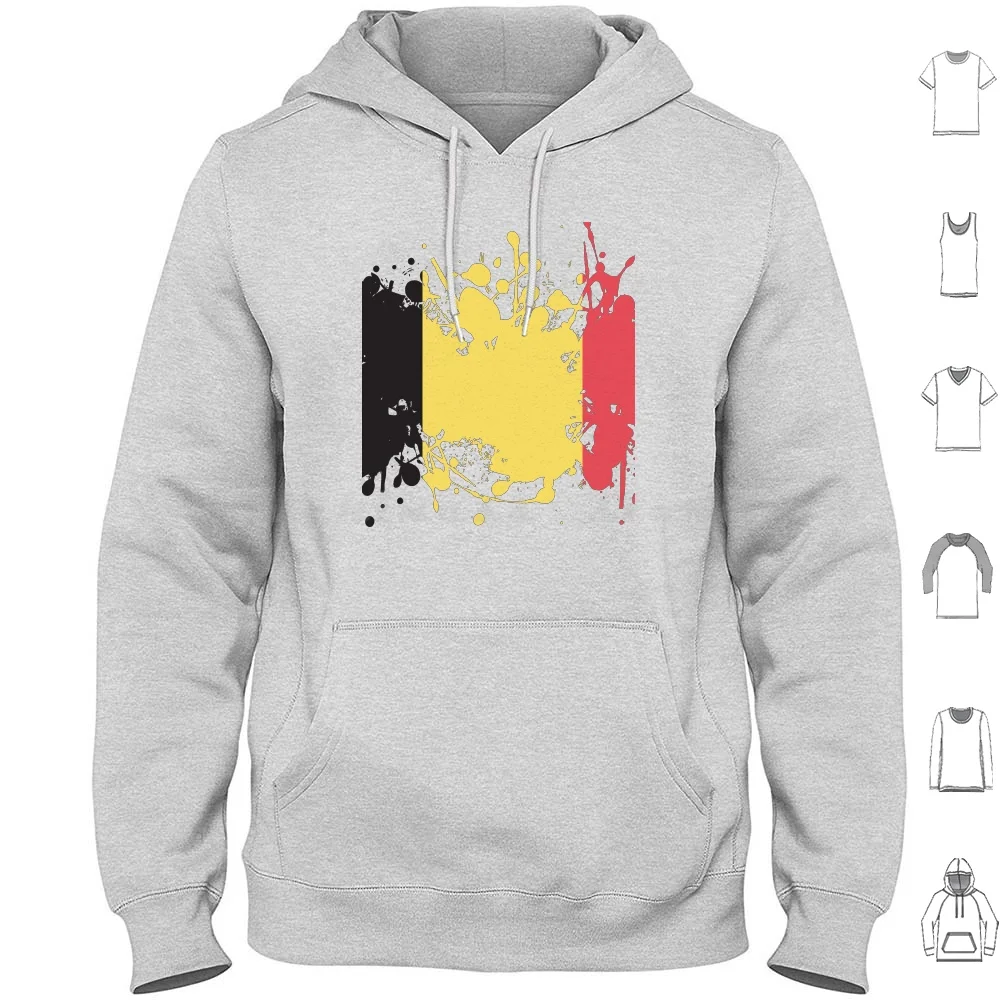 Belgium Flag Ink Splatter Hoodies Long Sleeve Belgium Flag Ink Splatter Europe Cool Modern Stylish Patriot