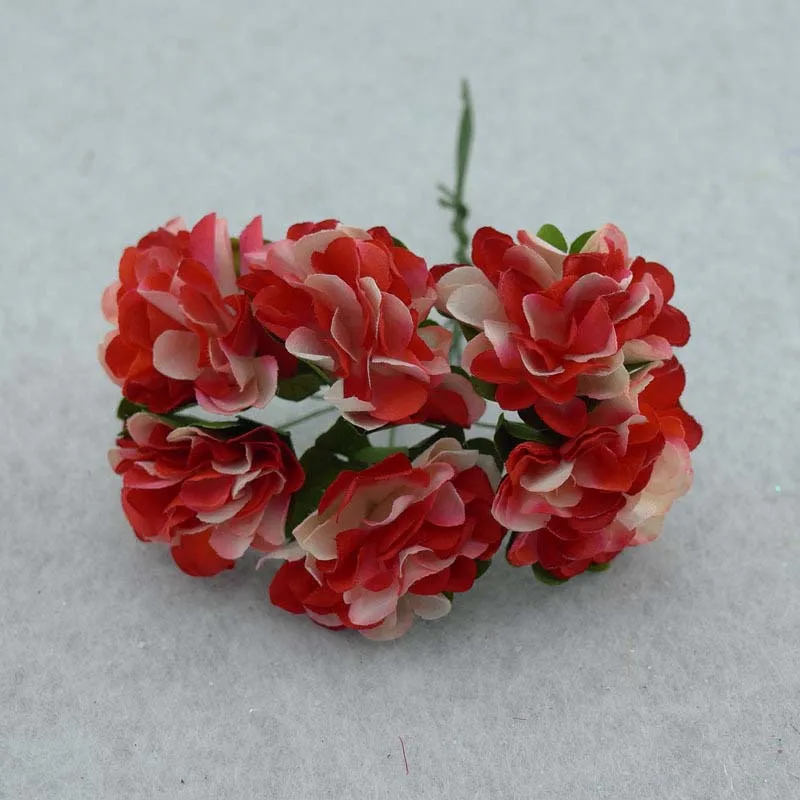 3CM Head/144PCS Artificial Mulberry Paper Flowers Bicolor Carnation Mini Flower Bouquet DIY Decoration For Garland,Wedding Cards