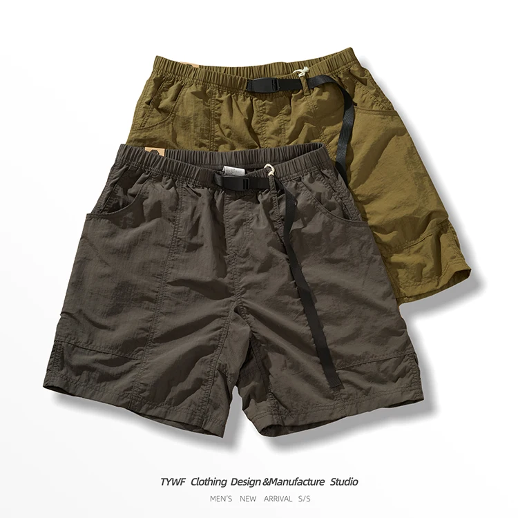 

Summer New American Retro Lightweight Quick Drying Cargo Shorts Men's Fashion Washed Loose Casual Elastic Waist Five-point Pants