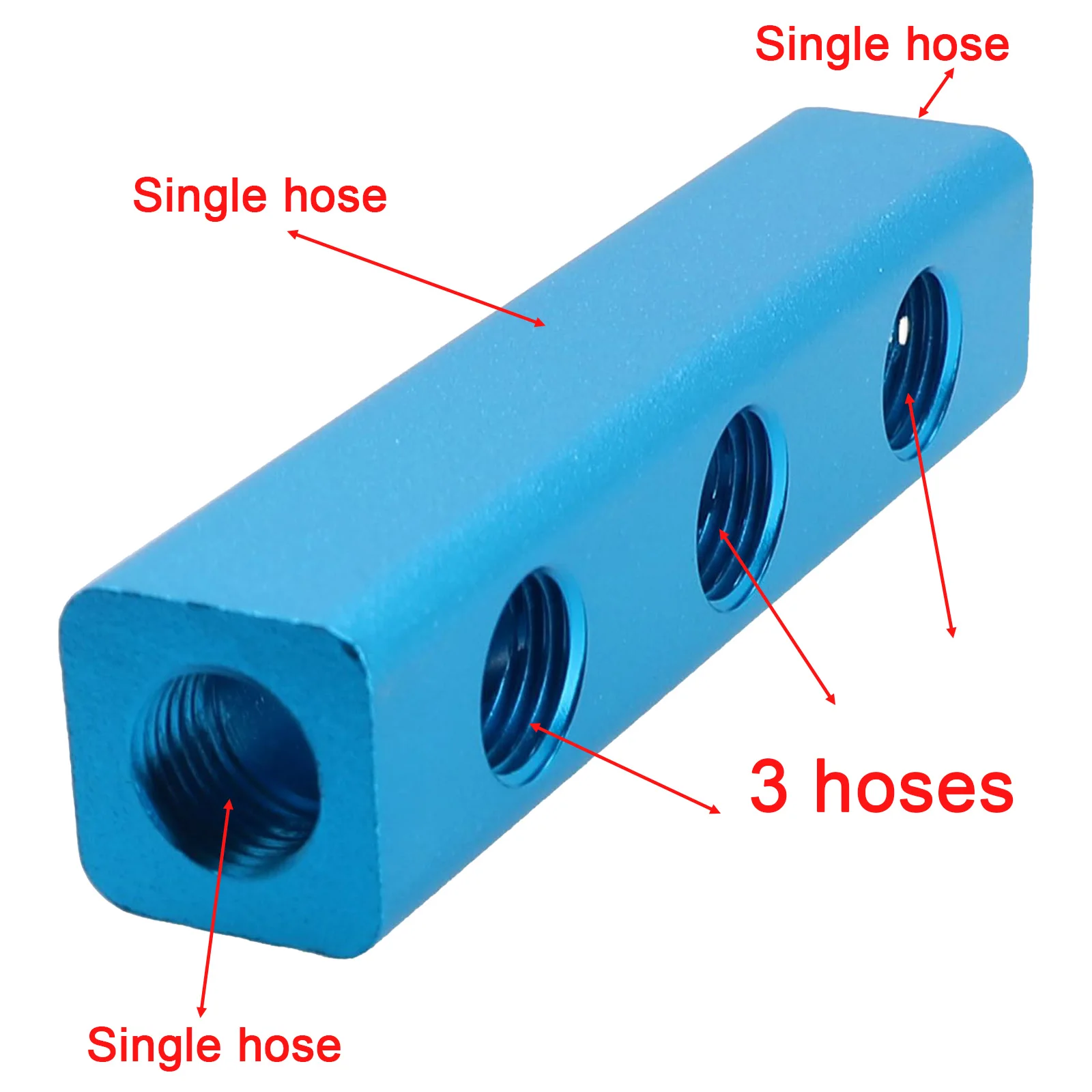 Splitter Manifold Block 0-1MPa 3 Way 6 Port Air Hose Aluminum Block Blue Fitting Manifold For Industrial Automatic