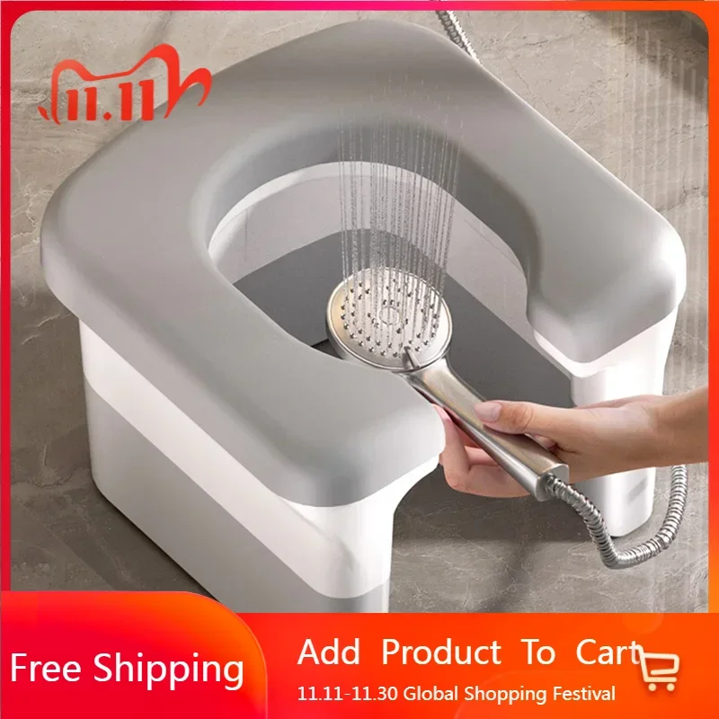 

Elderly Ergonomics Bathing Chair Elegant Grey Design Floor Bathing Chair Shower Plastic Stool Kamp Sandalyesi Home Furniture
