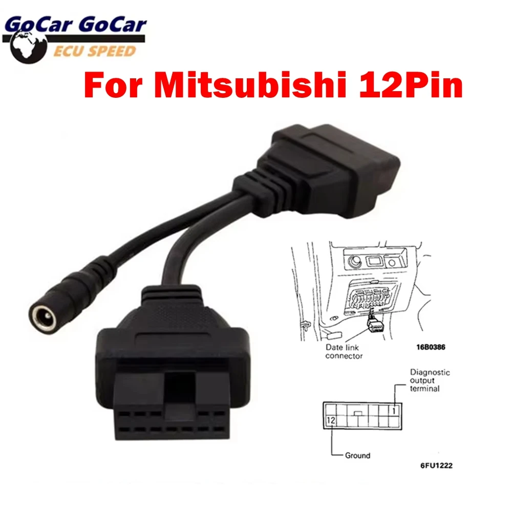 For Mitsubishi 12 Pin To 16 Pin Female OBD 2 Extension Tool Car OBD Cable For Mitsubishi Super practical 12Pin OBD2 Connector