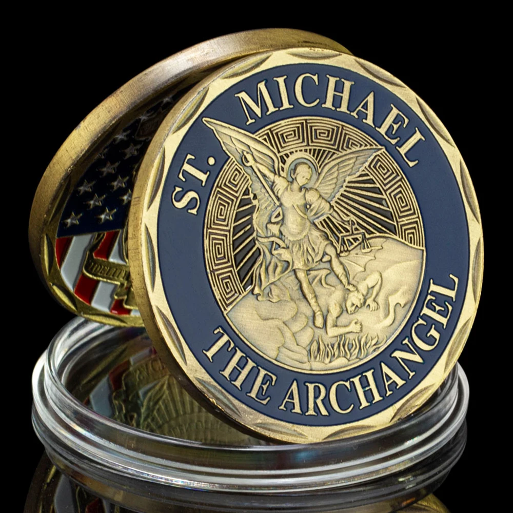 The Archangel St. Michael Our Fallen Officer Patron Service Honor USA Challenge Coin Gift Collectibles Badge