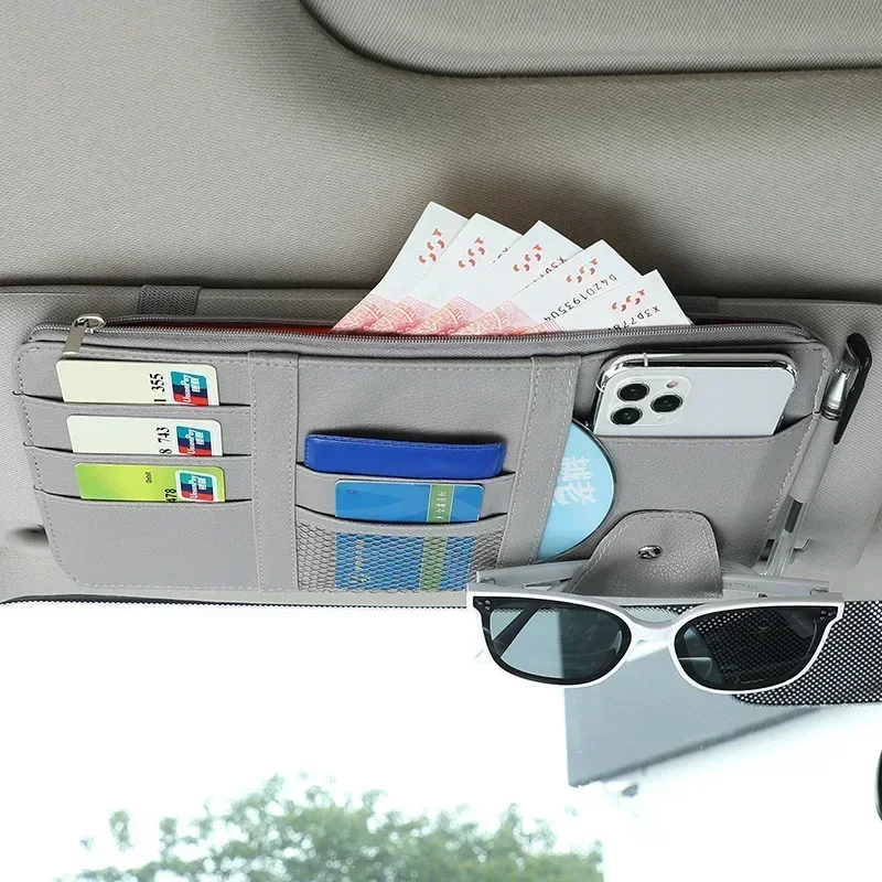 1PC Car sunshade storage clip leather car card glasses storage card bag easy to take and place unobstructed car Interior storage