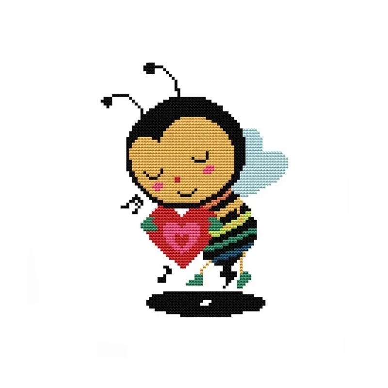 Joy Sunday Cotton Thread Cross Stitch Kits 11CT 14CT Printed Love bee Cross Stitch Patterns Embroidery Kit  100% Cotton