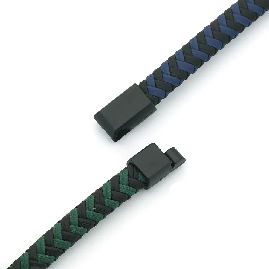 Braided Leather Herringbone Magnetic Clasp Bracelet for Men Minimalist Two-Color Woven Wristband Outdoor Cycling Braslet