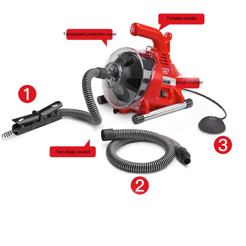 

120W Pipe Dredging Machine Pipe Cleaning Machine Electric Sewer Pipe Dredging Machine Toilet Kitchen Drainage Dredger