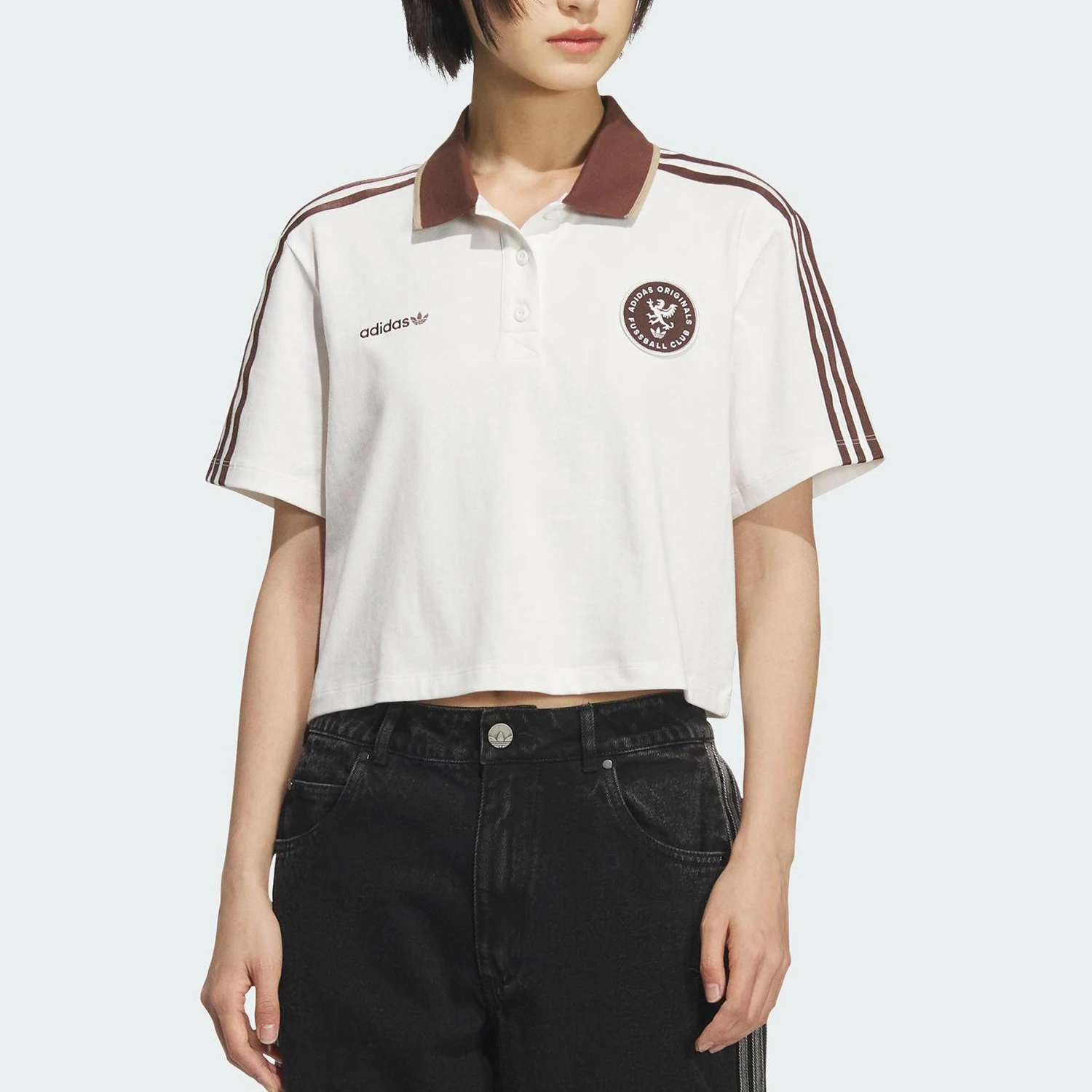 

Adidas genuine Trefoil Women's Cropped Collar Casual Polo Shirt KH1187