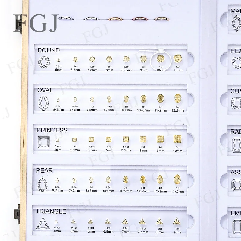 Hot Sale Multishapes Cubic Zirconia Customize Comparison Chart Diamond Carat Ring Mainstone Sizes Tools Classical Tools Charms