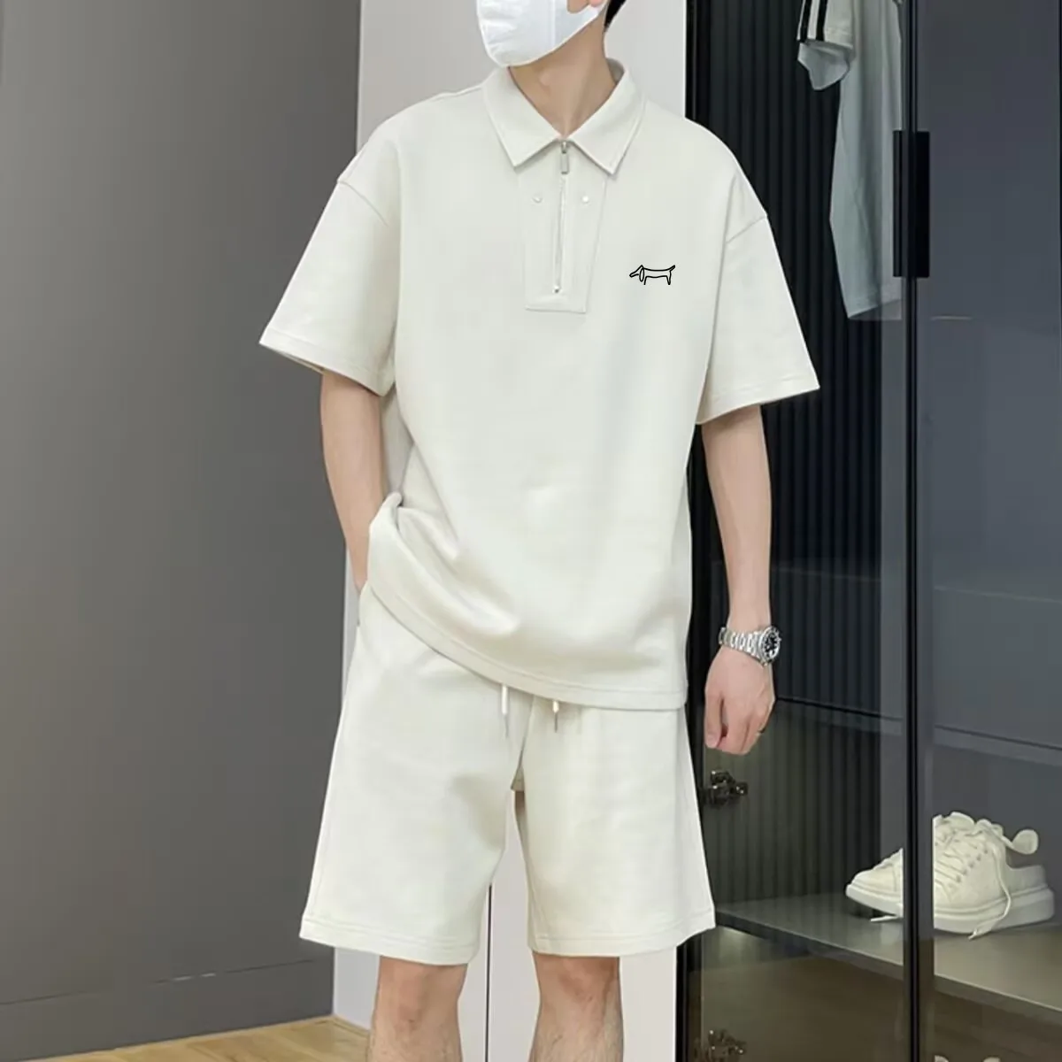 

Men Golf wear men suit Summer golf Short sleeved T-shirt 2-piece set shorts Quick Drying New golf wear Men's golf clothing