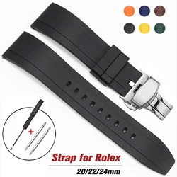 Pasek TPU 20mm 22mm 24mm do wodoodpornego gumowego paska do zegarka Rolex do silikonowej bransoletki do nurkowania Seiko Quick Release zapięcie motylkowe