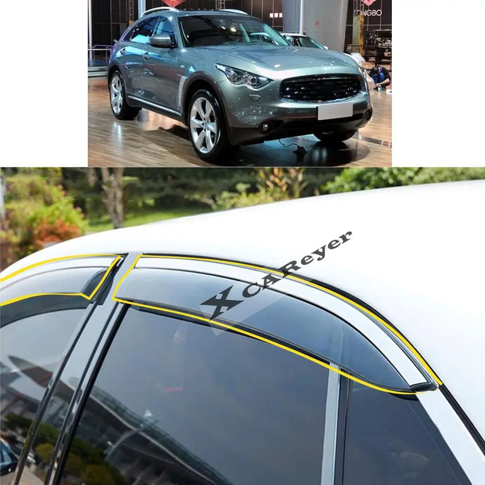 For INFINITI FX35 2008 2009 Car Body Styling Sticker Plastic Window Glass Wind Visor Rain/Sun Guard Vent Parts