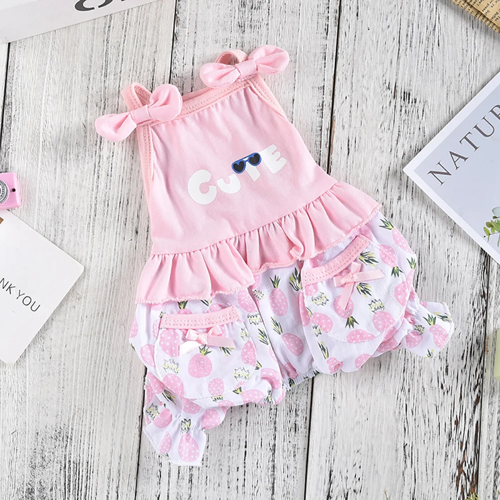 

2025 Spring/Summer New Dog and Cat Clothing Small and Medium sized Dog Pet Strap Pineapple Four Legged Clothes