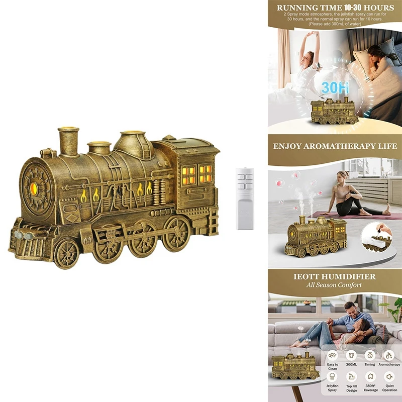 

Oil Diffuser Humidifier For Home Bedroom Office 300Ml Retro Humidifiers 2 Spray/Night Light Modes UK Plug