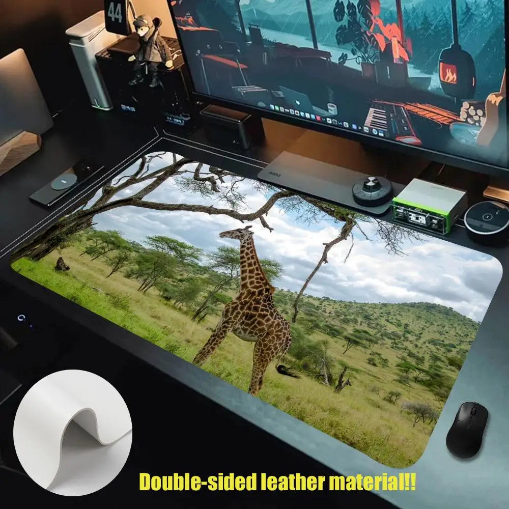 Giraffe African grassland Mouse Pad Leather XXL Keyboard Gamer Mouse Pad  Pc Large Non-slip Mouse  Desk Mat