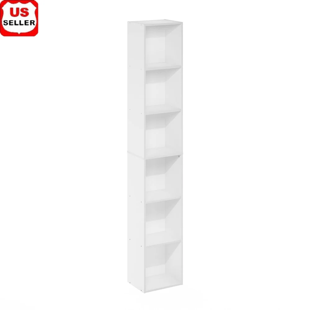 

6-Tier Open Shelf Bookcase Vertical Storage Organizer Home Office Living Room Bedroom Durable Composite Wood Easy Assembly