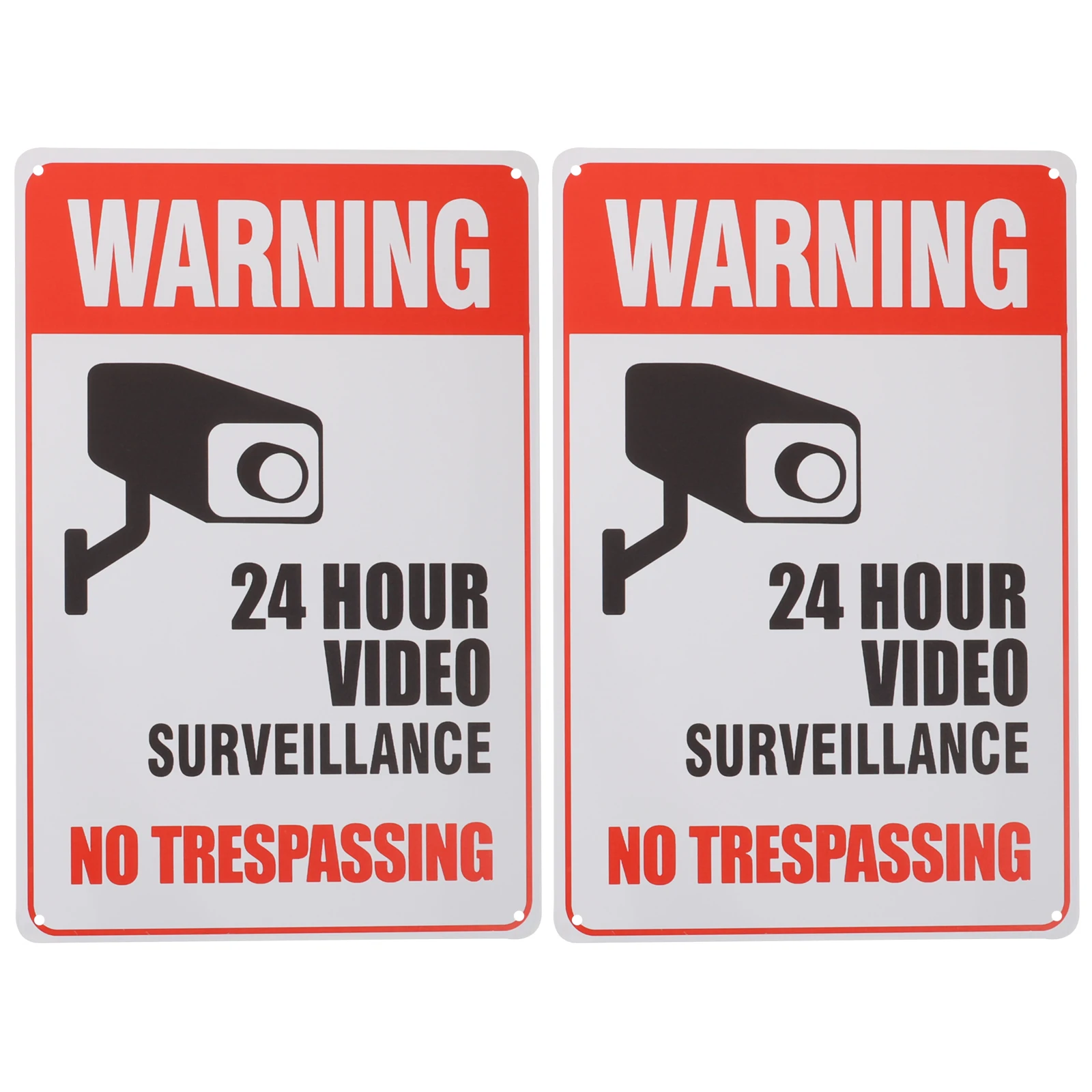 

2 pcs Warning Sign Wall Decor Iron No Trespassing Signs Security Camera Bright Driveway Safety Retro Metal