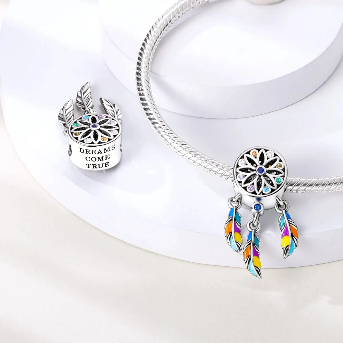 MULA 1PC Silver Plated Dangle Charms Flower Cat Pendants Fit Original Beads Making Fashion Jewelry