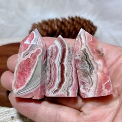 High Quality Healing Natural Crystals Rhodochrosite Tower Point Gemstones pattern Home Decorations Gift Room Decor Jewelry