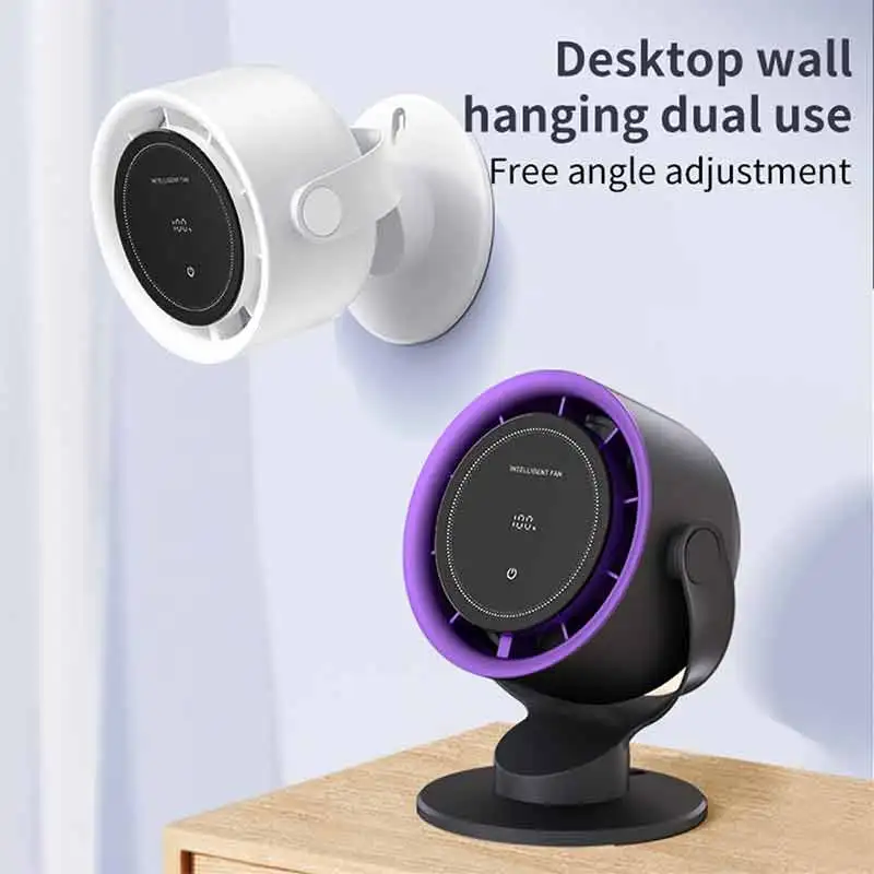 

1 шт. настольный вентилятор, мини-настольный вентилятор со светодиодным дисплеем, перезаряжаемый персональный вентилятор, 5 скоростей, 360 ° Наклон, зарядка через USB-C, тихий маленький портативный