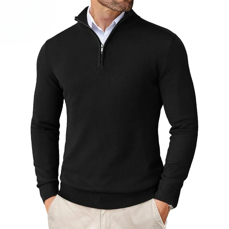 

Men's Quarter Zip Up Sweaters Slim Fit Lightweight Mock Neck Pullover Casual Sweaters Half Turtleneck Knitted Outdoor Streetwear