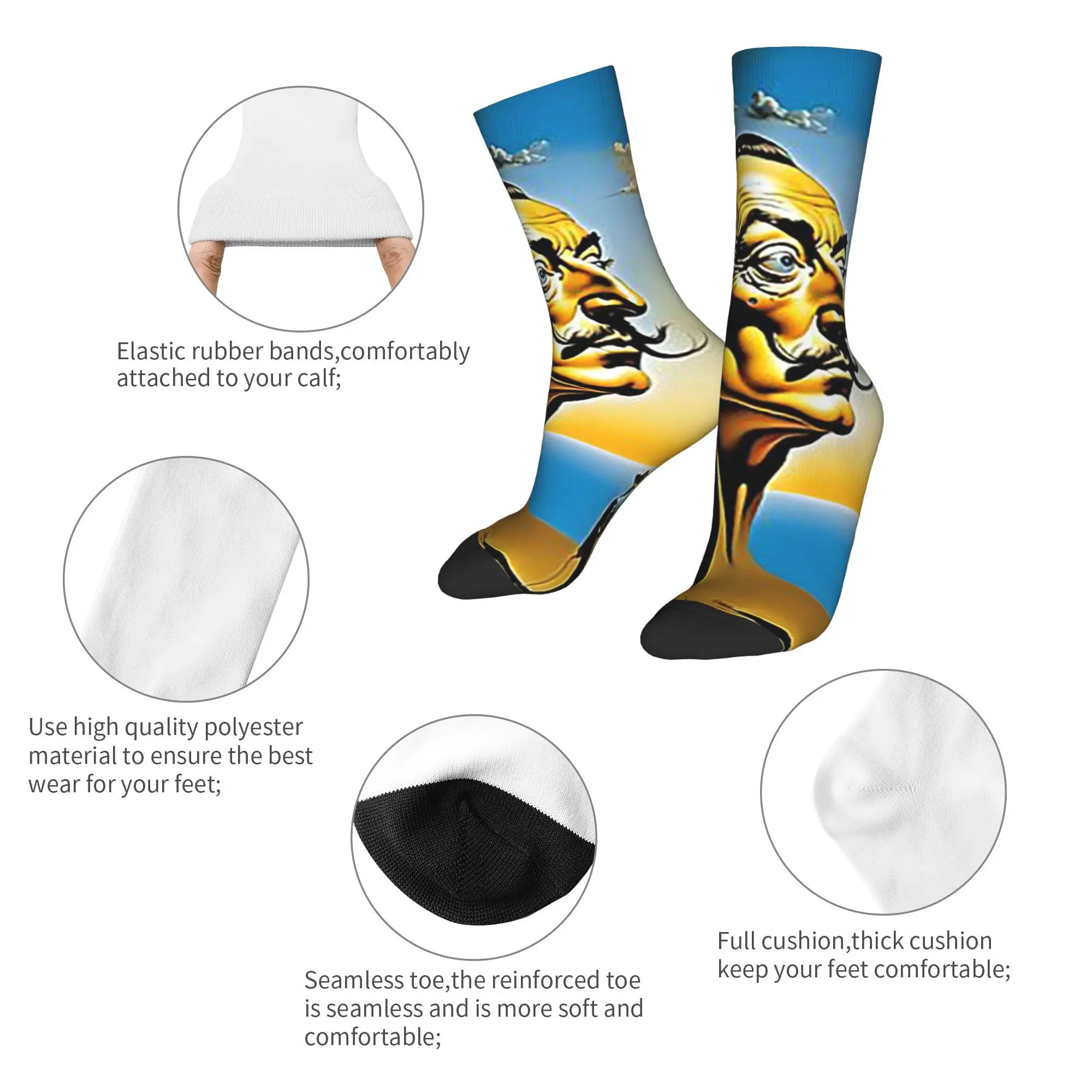 Enigmatic Encounter Surrealist Dreamscape Salvador Dali Poster Socks Harajuku Sweat Absorbing Stockings Long Socks Gifts
