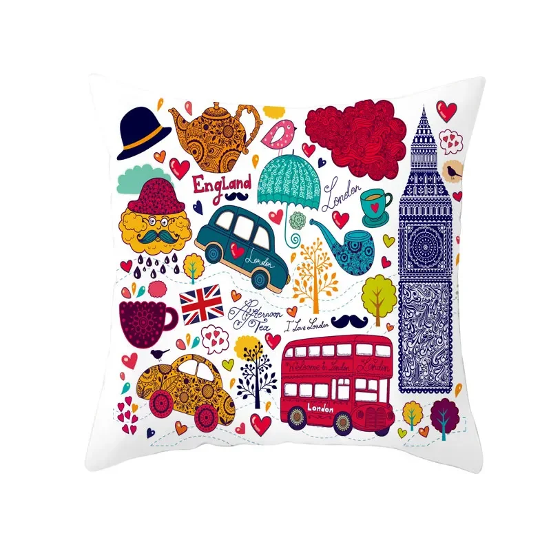 British Style London Cushion Cover England Sofa Decorative Pillowcase Party Home Textiles Decoration Pillow Case Cushion Cover