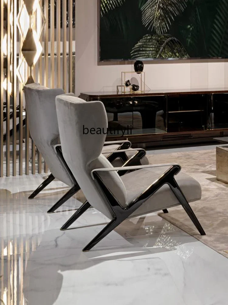 

zxqItalian Minimalist Light Luxury Couch Minimalist Modern Villa Large Apartment Single Leisure Backrest Wingback Chair