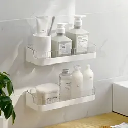 Wall-mounted Bathroom Storage Rack Punch-free White Soap Dish Strong Load-bearing Suction Cup Toilet Storage Rack