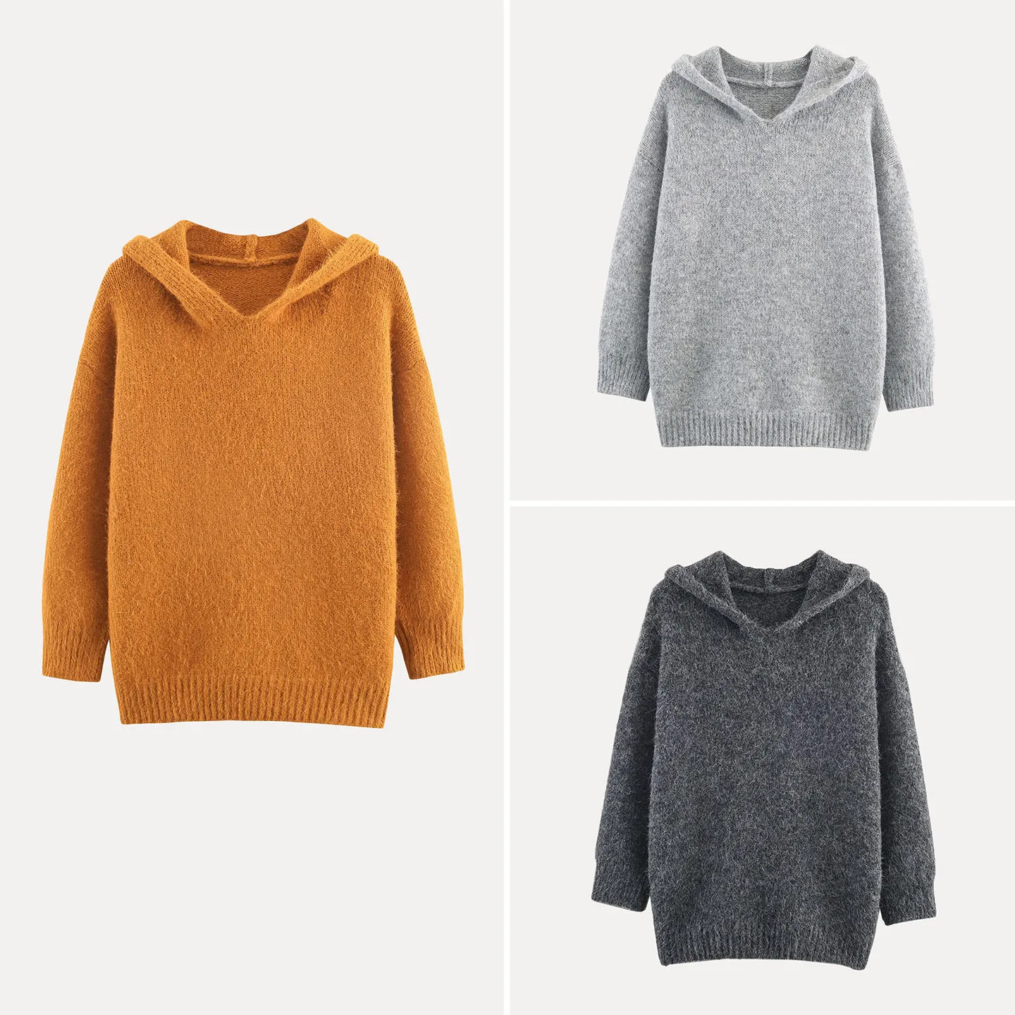 

Осенне-зимний женский вязаный свитер с капюшоном Long Sve, разноцветный топ из пряжи с верхом, Z для поездок на работу, стандартная длина