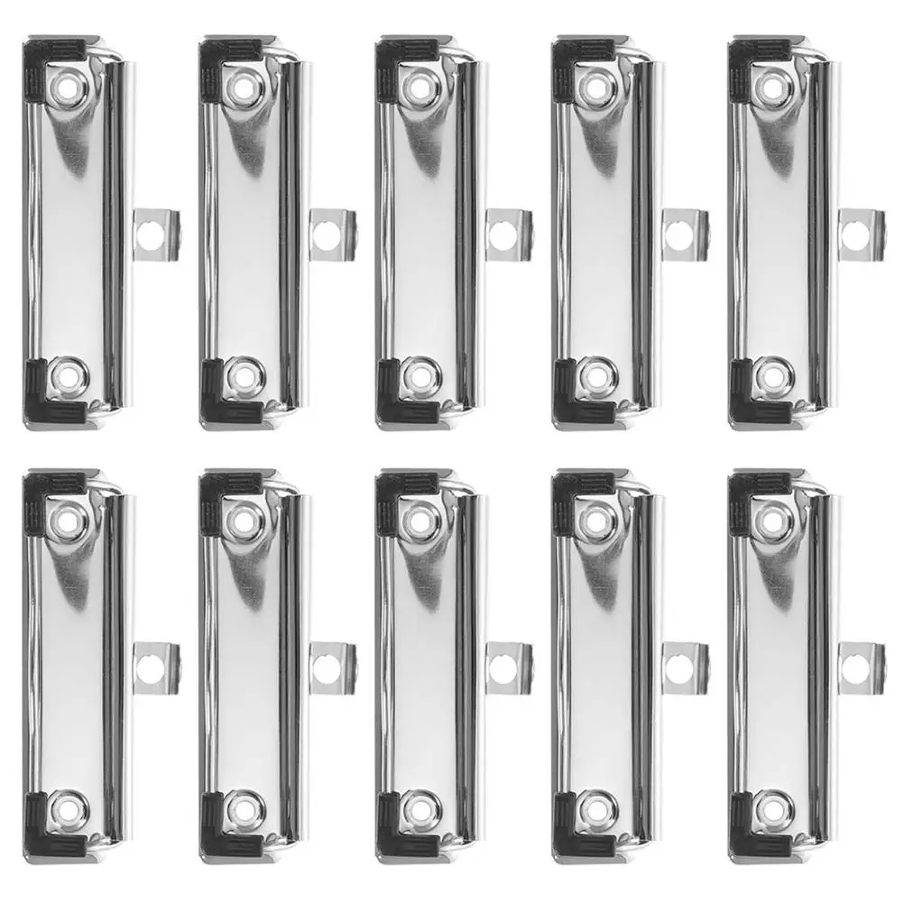 10pcs Metal Clipboard Clips 10cm Hardware Rubber Feet Documents Files Photos Notes Index School Office Kitchen Wall Mount