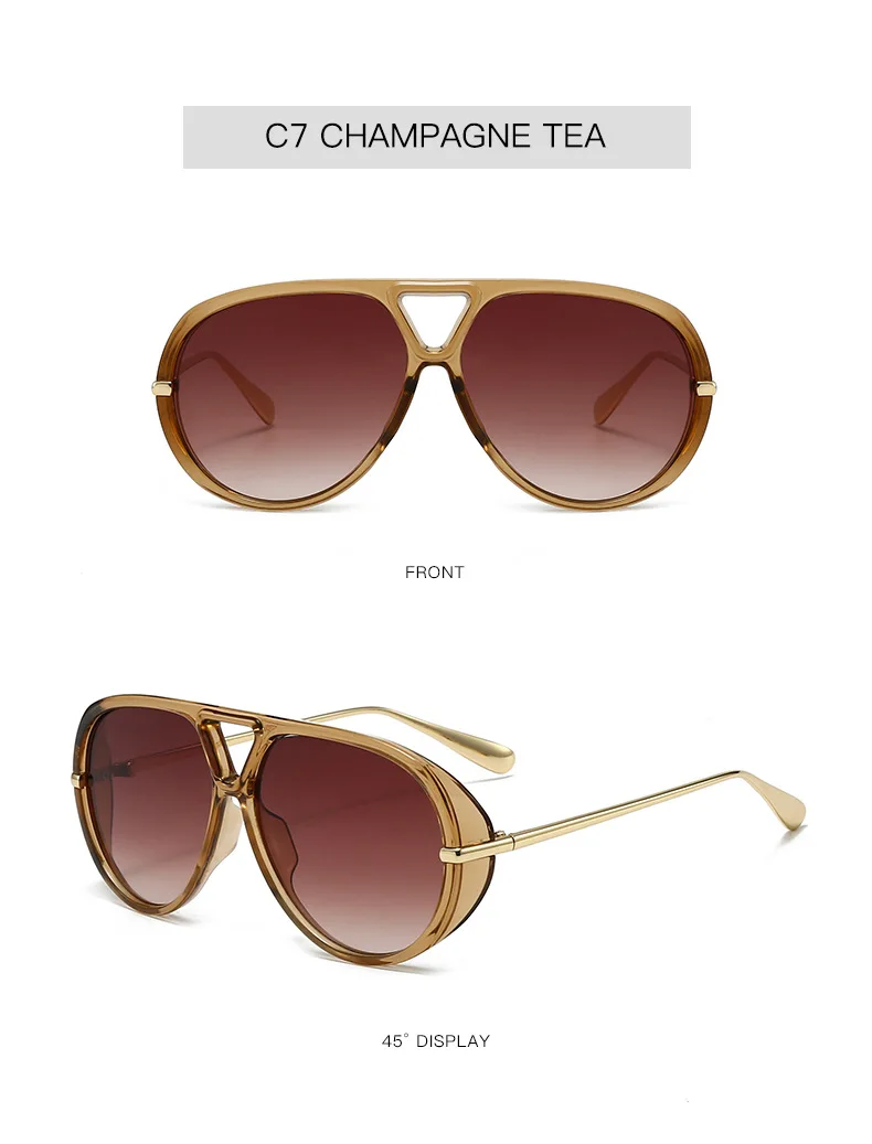 Neue Modische Grüne Leopardenmuster Ovale Sonnenbrille für Damen Vintage Übergroße Legierung Farbverlauf Sonnenbrillen Damen Fahrbrillen – Detail 11