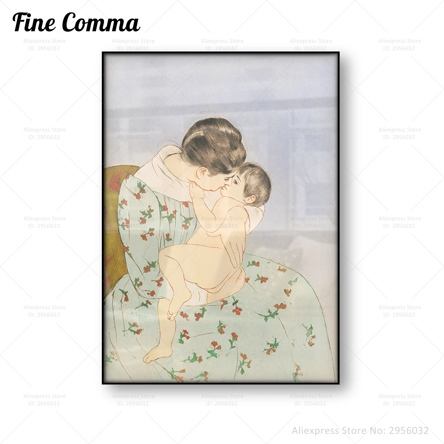 Mother Kiss Mary Cassatt Vintage Poster Love Wall Art Canvas Print Mom Baby Family Nursery Wall Painting Home Decor Gift