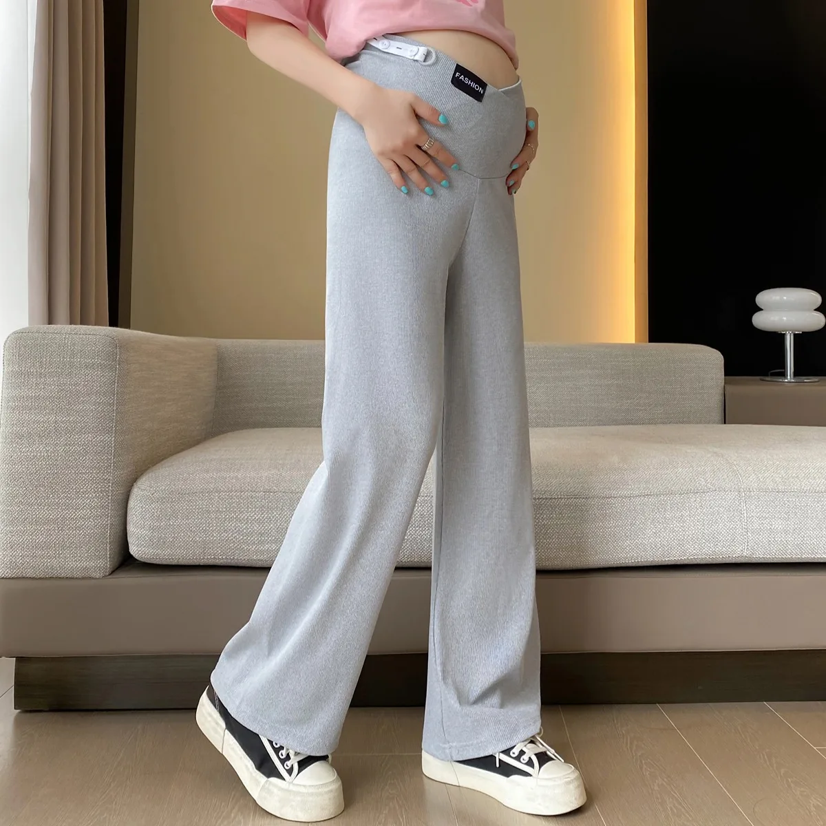 

2024 Summer Maternity Straight Trousers Low Waist Pregnant Woman Wide Legs Pants Long Loose Casual Pregnancy Straight Pants 4xl