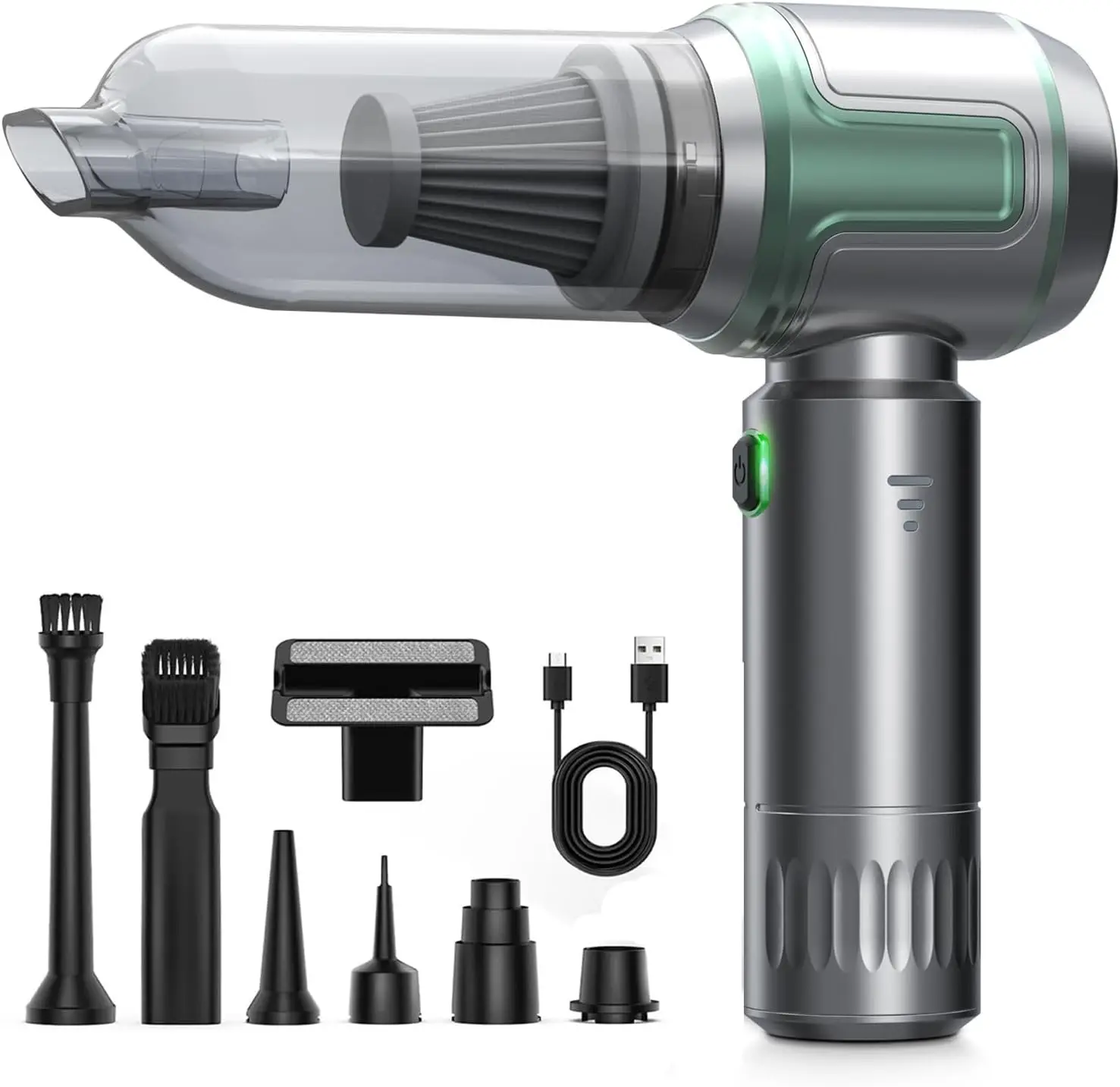 

Портативный беспроводной автомобильный пылесос, 16000PA, перезаряжаемый ручной пылесос 7 в 1 с двойным фильтром для автомобилей, дома, офиса, домашних животных