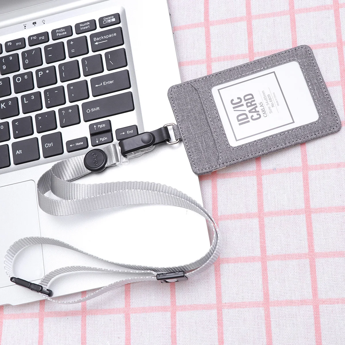 

Cloth Badge Holder Detachable ID Holders with Neck Strap for Business Daily Use Students (Vertical Version, Grey)