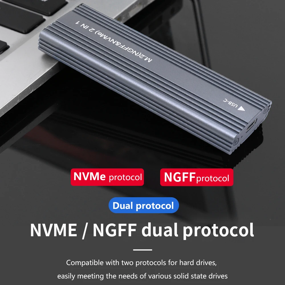 حافظة TISHRIC M2 SSD M.2 NVMe SATA بروتوكول SSD محول الضميمة 10Gbps USB3.1 USBC حافظة خارجية تدعم مفاتيح M وB&M للكمبيوتر الشخصي