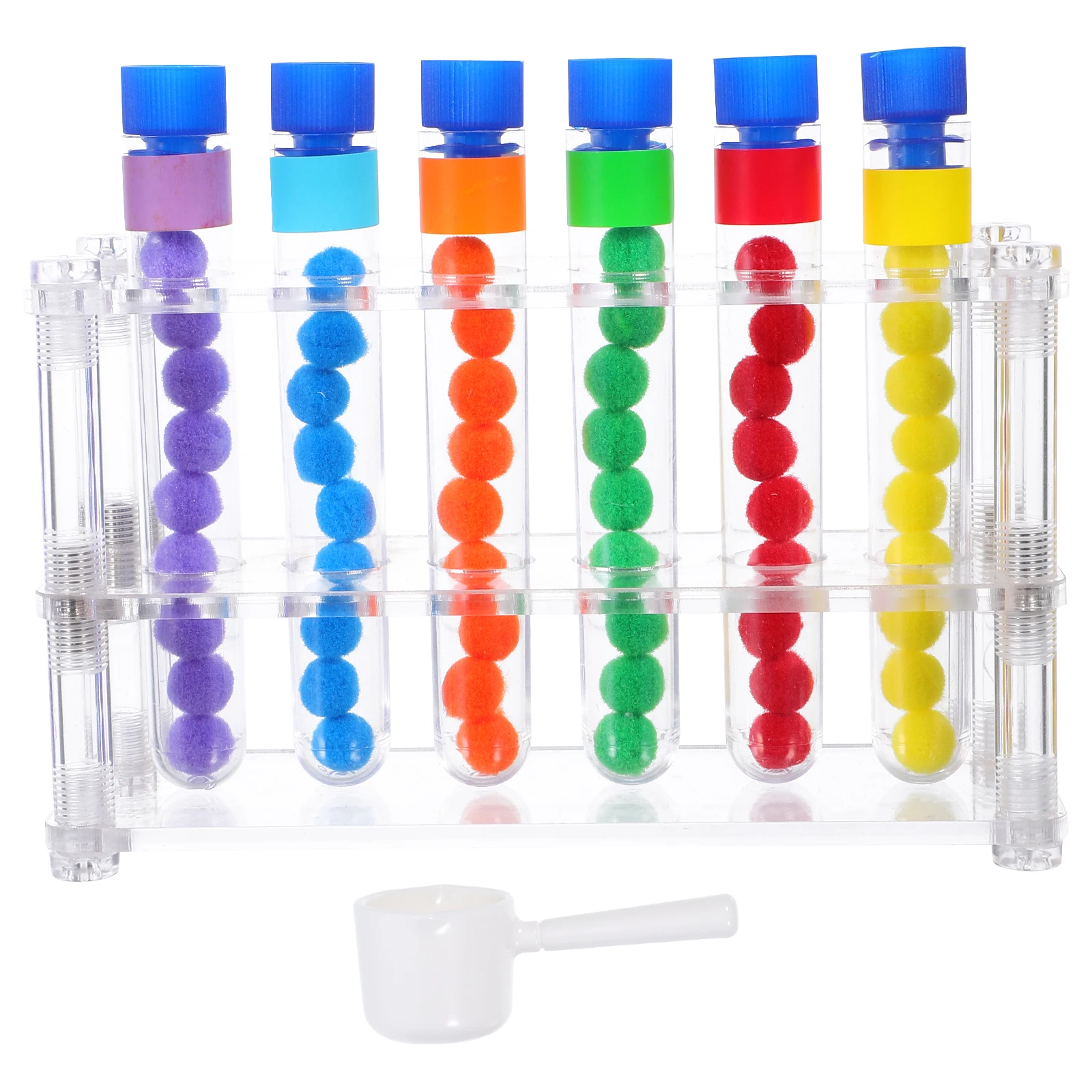

1set 1Set Science Experiment Teaching Aids Color Matching Sorting Game Test Tube Rack Beads Preschool Math Counting Stem