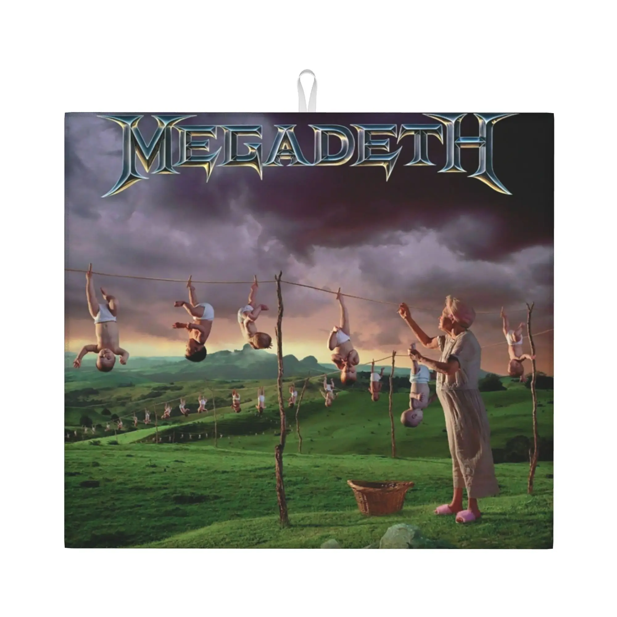 Drying Mat For Kitchen Megadeths Rock Band Barware Tableware Oil Proof Heavy Metal Band Washable Kitchen Sink Drying Pad