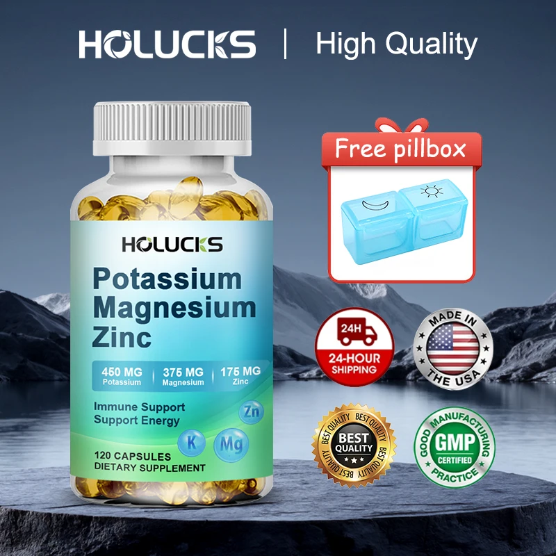 

High Absorption Potassium Magnesium Zinc Capsules, Support Hydration, Stress Relief & Healthy Blood Pressure, Immunity, Vegan