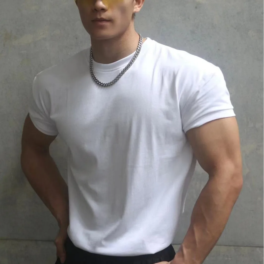 

2025 New Heavyweight Solona Round Neck Men's Short-sleeved Training Fitness Sports Outdoor T-shirt Slim Fit