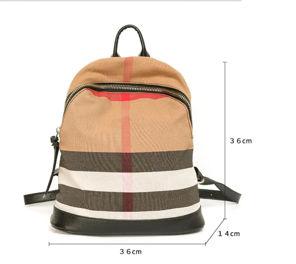 Women Large Capacity Backpack Purses  Plaid Hit Canvas Female Vintage Bag School Bags Travel Bagpack Ladies Bookbag Rucksack