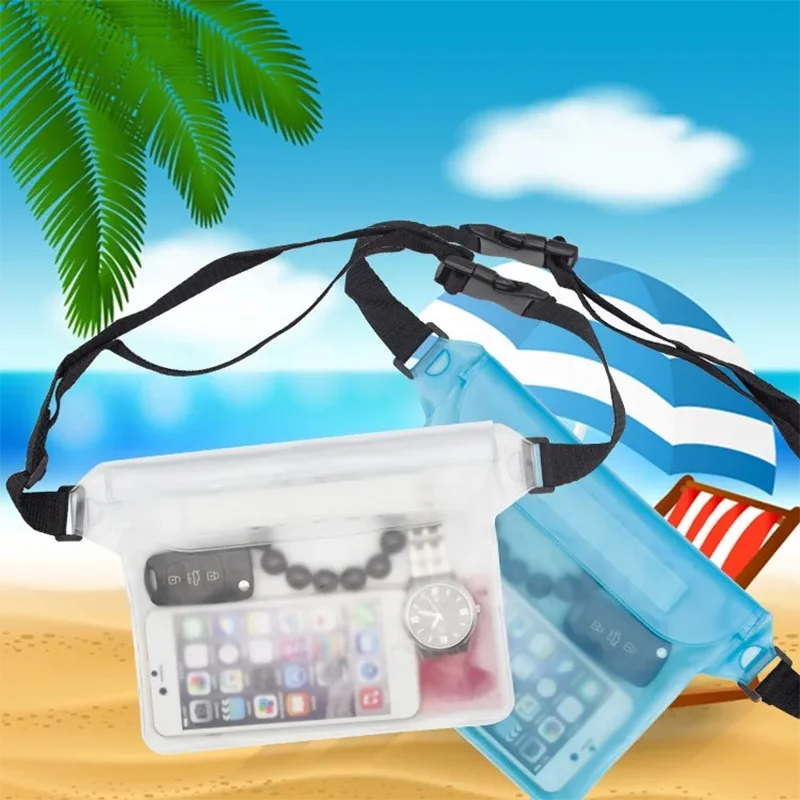 Three Layer Sealed Waterproof Bag With Touch Screen Adjustable Waistband For Underwater Protection, Beach Swimming, Rowing, IPho