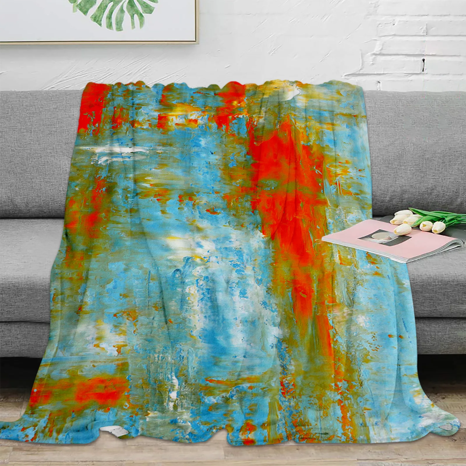 Throw Blanket Orange Pigment Blanket Soft Comfortable Plush Blankets Warm Sofa Bed Sheets