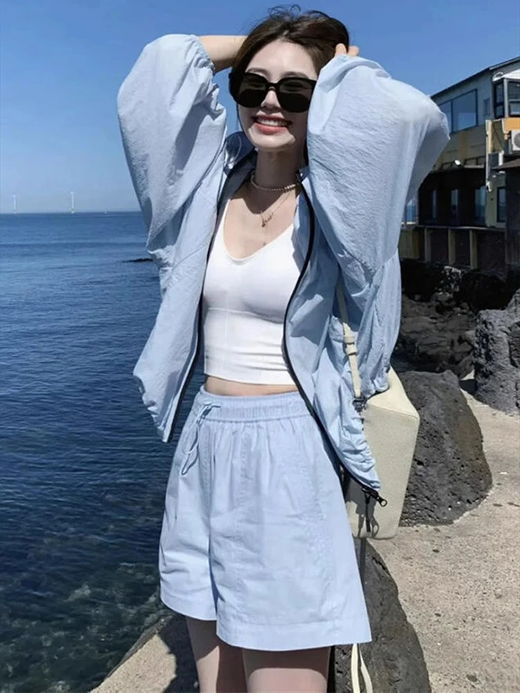 

Summe Long-sleeved Zippered Sports Cardigan Jacket Shorts Set Women's Sportswear Casual Fashion Two-piece Women's Clothing